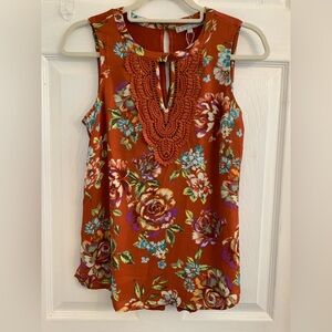 Daniel Rainn Women’s Floral Crochet Detail sleeveless Blouse. Size XS $10